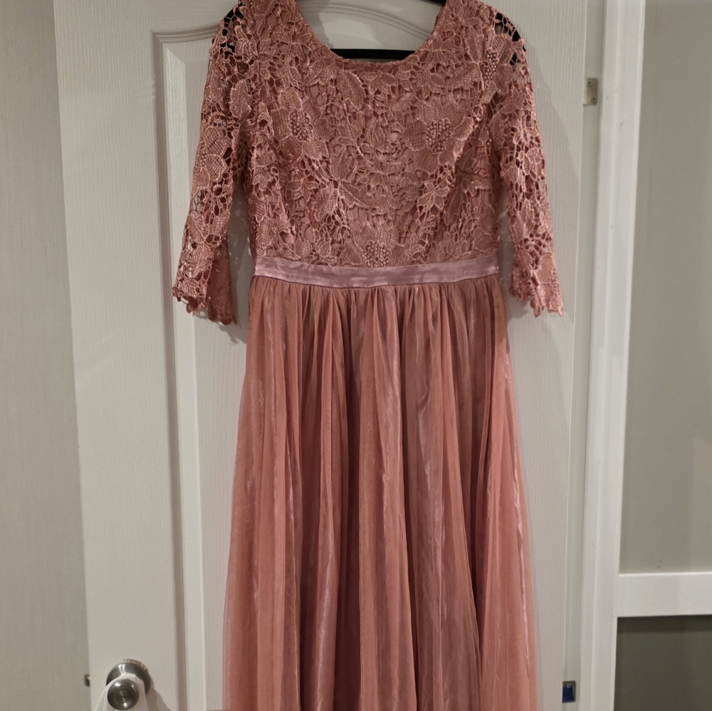 Elegant Pink Lace Womens Dress